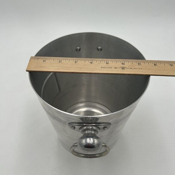 Rare PERRIER JOUET CHAMPAGNE Metal Ice Bucket Knob & Ring Handles France Vintage - Picture 4 of 7